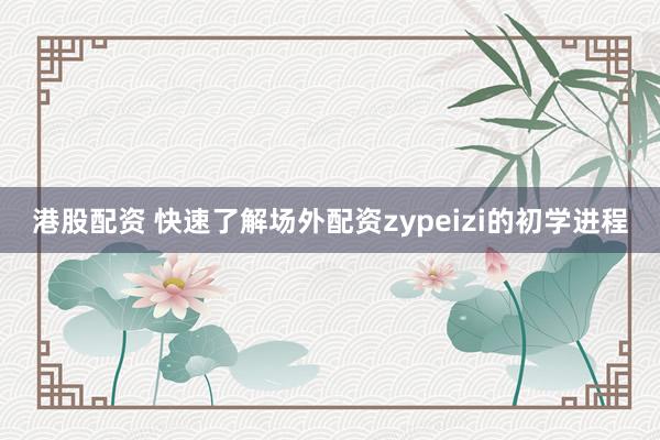 港股配资 快速了解场外配资zypeizi的初学进程