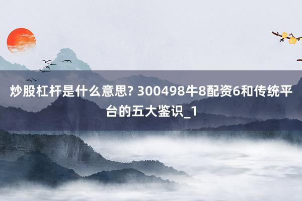 炒股杠杆是什么意思? 300498牛8配资6和传统平台的五大鉴识_1