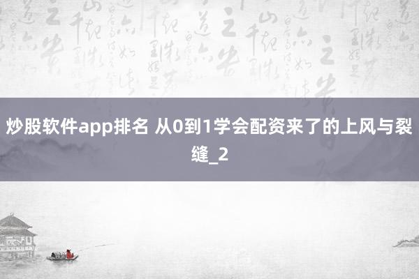 炒股软件app排名 从0到1学会配资来了的上风与裂缝_2